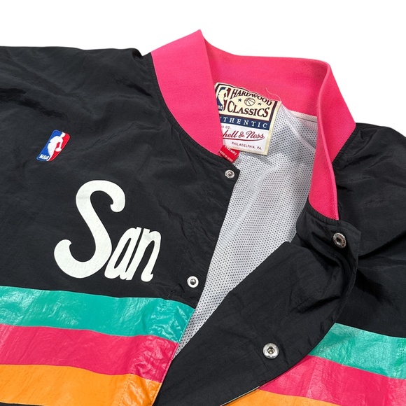 Mitchell & Ness San Antonio Spurs Hardwood Classics Windbreaker Jacket Mens 5XLB - Picture 5 of 13
